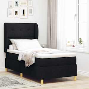 Postel s boxspringem s čelo Černý 200 x 100 cm textil - obrázek 1