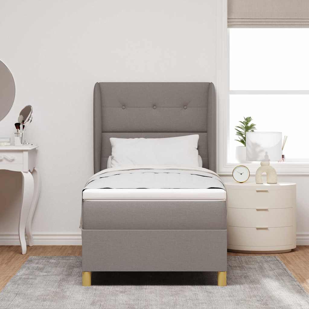 Thumbnail - vidaXL Boxspringbett mit Matratze Dunkelgrau 90x190 cm Taupe Stoff