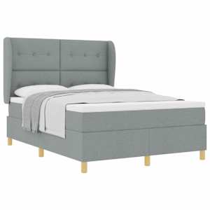 Postel s boxspringem s čelo Světle šedá 190 x 140 cm textil - obrázek 2