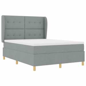 Postel s boxspringem s čelo Světle šedá 190 x 140 cm textil - obrázek 5