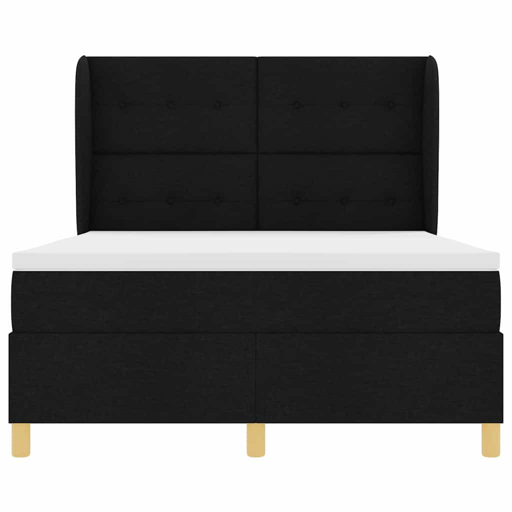 Postel s boxspringem s matrací s čelo Černý 190 x 140 cm textil - obrázek 7
