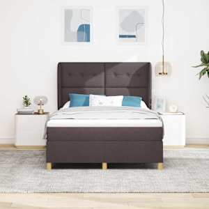 Postel s boxspringem s čelo Tmavě hnědá 190 x 140 cm textil - obrázek 3