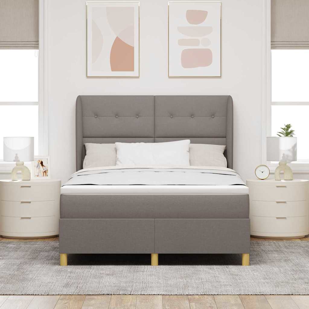 Thumbnail - vidaXL Boxspringbett mit Matratze Dunkelgrau 90x190 cm Taupe Stoff