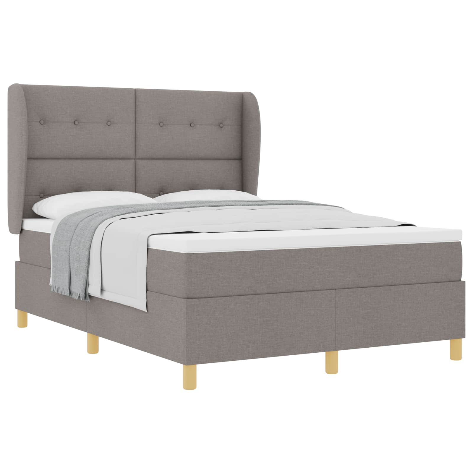 Postel s boxspringem s matrací s čelo Taupe 190 x 140 cm textil - obrázek 2