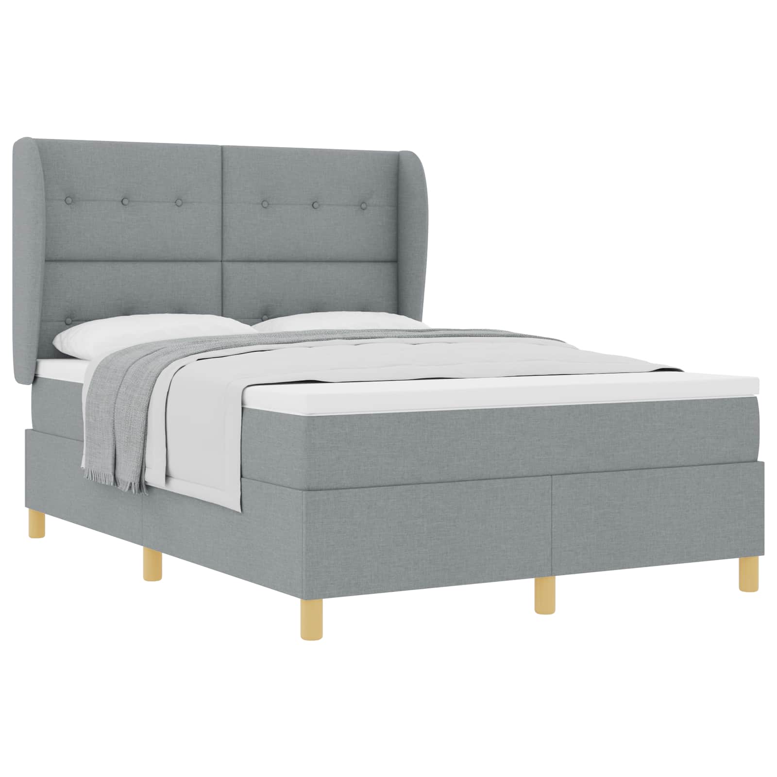Thumbnail - vidaXL Boxspringbett mit Matratze Dunkelgrau 90x190 cm Hellgrau Stoff