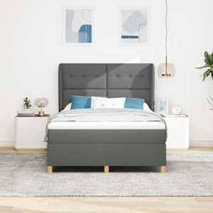 Postel s boxspringem s čelo Tmavě šedá 200 x 140 cm textil - obrázek 3