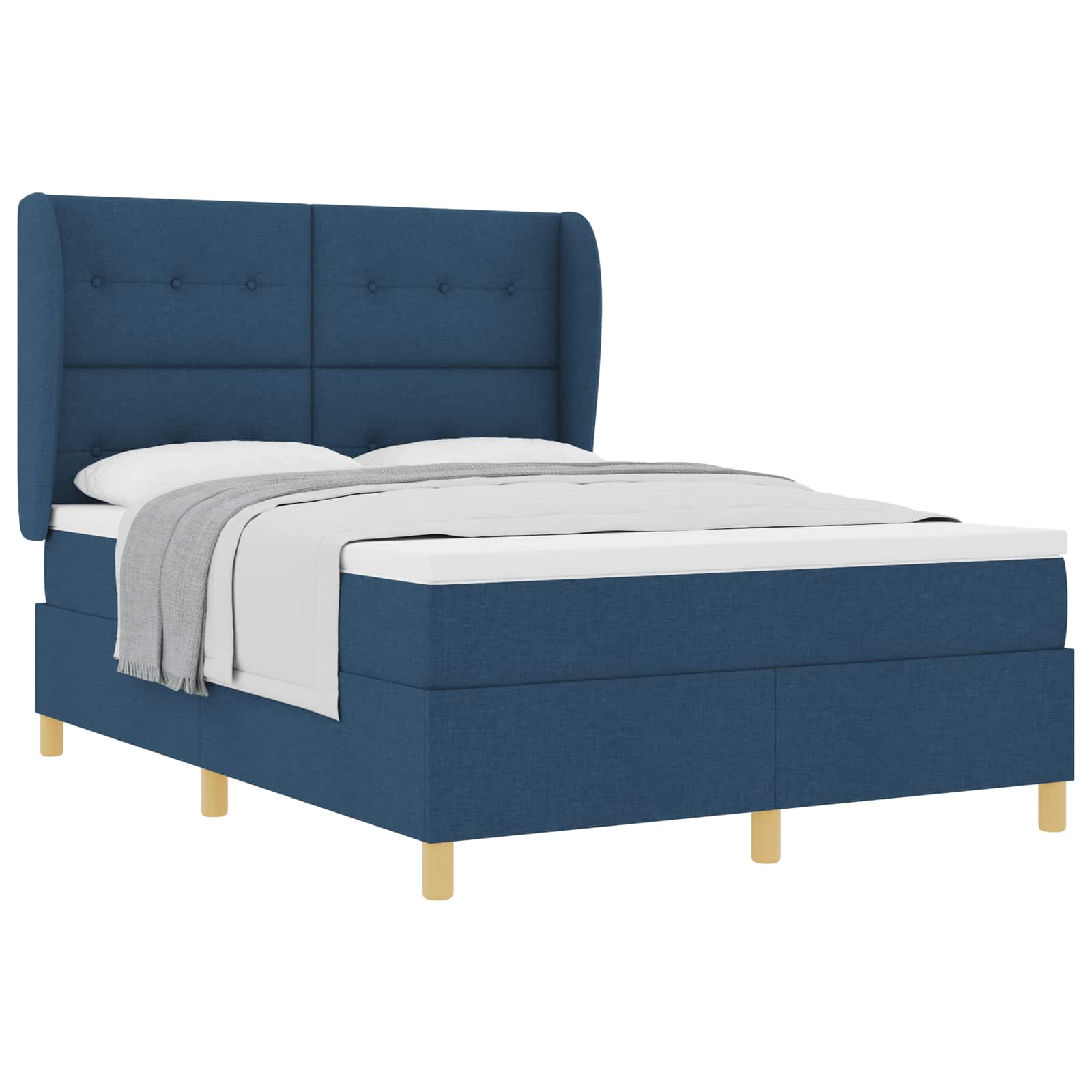 Thumbnail - vidaXL Boxspringbett mit Matratze mit Kopfteil Blau 200 x 140 cm Stoff