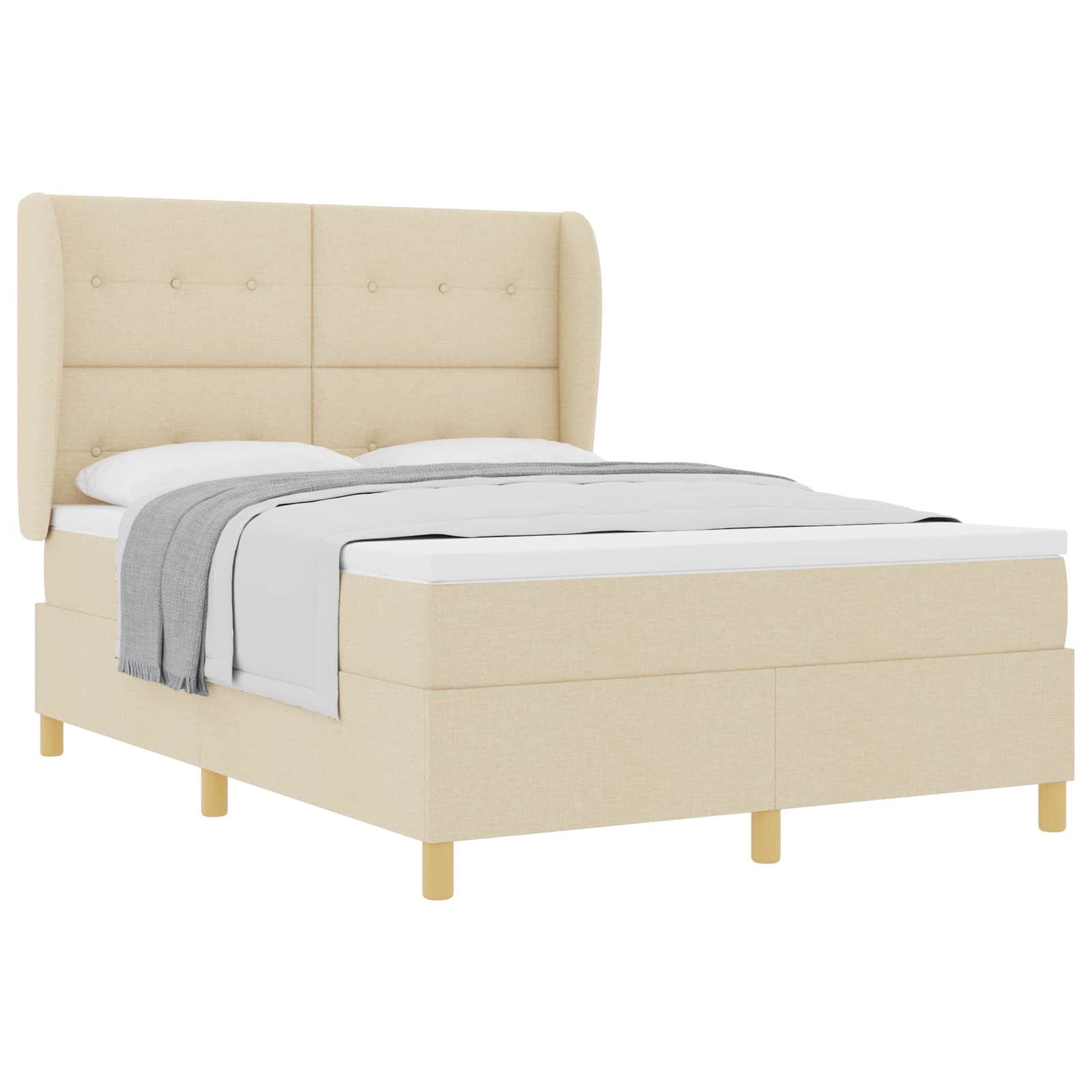 Thumbnail - vidaXL Boxspringbett mit Matratze Dunkelgrau 90x190 cm Creme Stoff