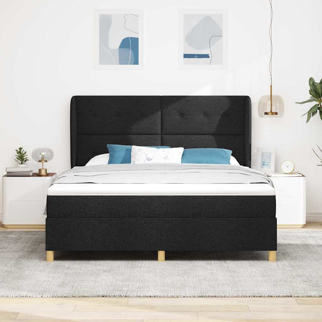 Thumbnail - vidaXL Boxspringbett mit Matratze Dunkelgrau 90x190 cm Schwarz Stoff