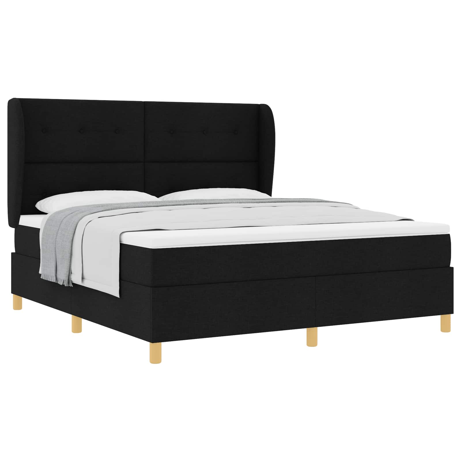 Thumbnail - vidaXL Boxspringbett mit Matratze Dunkelgrau 90x190 cm Schwarz Stoff