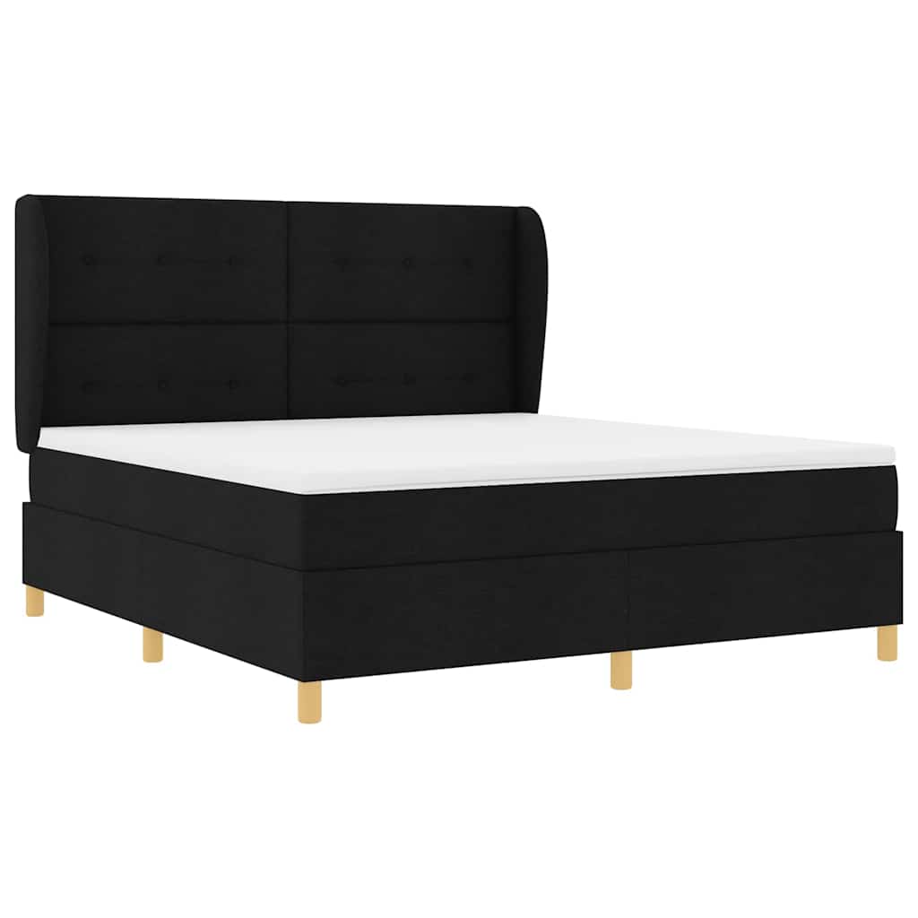 Postel s boxspringem s matrací s čelo Černý 200 x 180 cm textil - obrázek 5