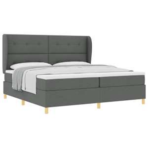 Postel s boxspringem s čelo Tmavě šedá 200 x 200 cm textil - obrázek 2