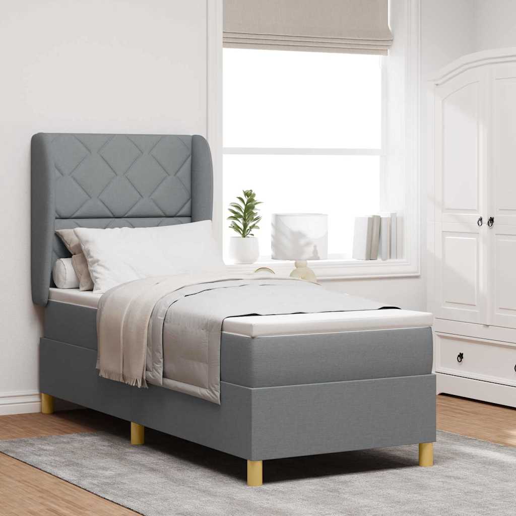 Box Spring Bed koos madratsiga Helehall 80x200 cm kangas