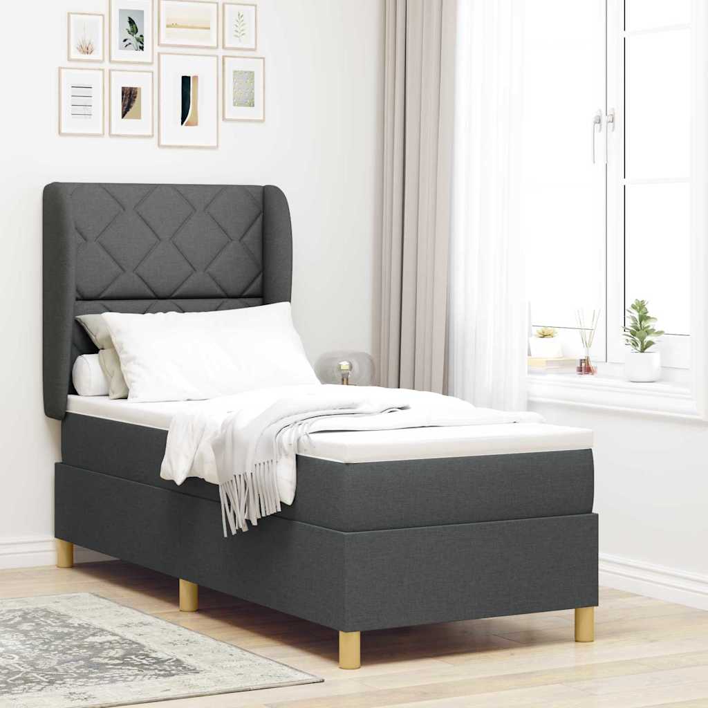 Box Spring Bed koos madratsiga tumesinises 80x200 cm kangas