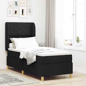 Postel s boxspringem s čelo Černý 200 x 80 cm textil - obrázek 1