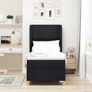 Postel s boxspringem s čelo Černý 200 x 80 cm textil - obrázek 3