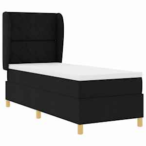 Postel s boxspringem s čelo Černý 200 x 80 cm textil - obrázek 4