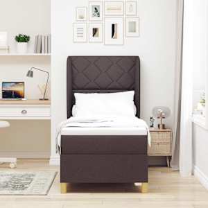 Postel s boxspringem s polštářem Tmavě hnědá 200 x 80 cm textil - obrázek 3