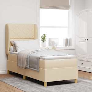 Postel s boxspringem s čelo Krémová 200 x 80 cm textil - obrázek 1