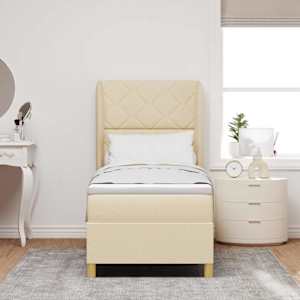 Postel s boxspringem s čelo Krémová 200 x 80 cm textil - obrázek 3