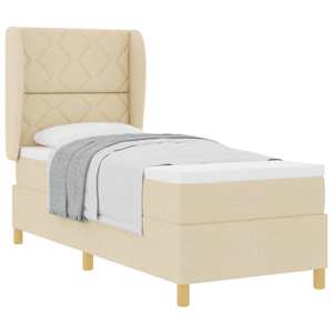 Postel s boxspringem s čelo Krémová 200 x 80 cm textil - obrázek 2