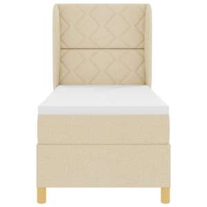 Postel s boxspringem s čelo Krémová 200 x 80 cm textil - obrázek 7