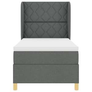 Postel s boxspringem s čelo Tmavě šedá 190 x 90 cm textil - obrázek 7
