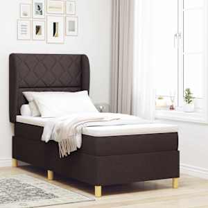 Postel s boxspringem s čelo Tmavě hnědá 190 x 90 cm textil - obrázek 1