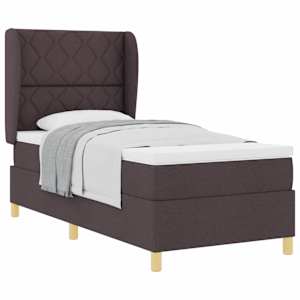 Postel s boxspringem s čelo Tmavě hnědá 190 x 90 cm textil - obrázek 2