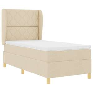 Postel s boxspringem s čelo Krémová 190 x 90 cm textil - obrázek 4