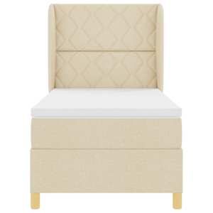 Postel s boxspringem s čelo Krémová 190 x 90 cm textil - obrázek 7
