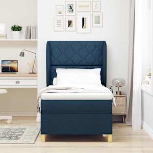 Postel s boxspringem s čelo Modrá 190 x 90 cm textil - obrázek 3