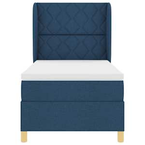 Postel s boxspringem s čelo Modrá 190 x 90 cm textil - obrázek 7