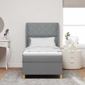 Postel s boxspringem s čelo Světle šedá 200 x 90 cm textil - obrázek 3