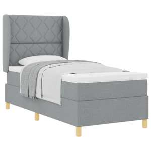 Postel s boxspringem s čelo Světle šedá 200 x 90 cm textil - obrázek 2