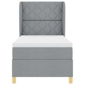 Postel s boxspringem s čelo Světle šedá 200 x 90 cm textil - obrázek 7