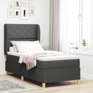 Postel s boxspringem s čelo Tmavě šedá 200 x 100 cm textil - obrázek 1