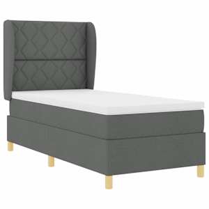 Postel s boxspringem s čelo Tmavě šedá 200 x 100 cm textil - obrázek 4