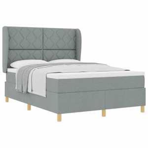 Postel s boxspringem s čelo Světle šedá 190 x 140 cm textil - obrázek 2