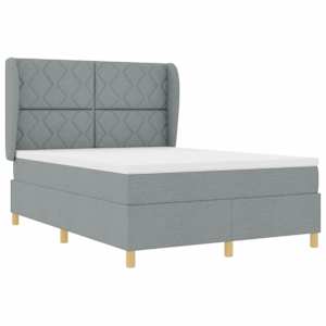 Postel s boxspringem s čelo Světle šedá 190 x 140 cm textil - obrázek 4