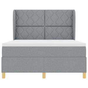 Postel s boxspringem s čelo Světle šedá 190 x 140 cm textil - obrázek 7