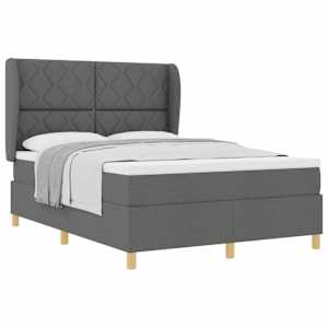 Postel s boxspringem s čelo Tmavě šedá 200 x 140 cm textil - obrázek 2