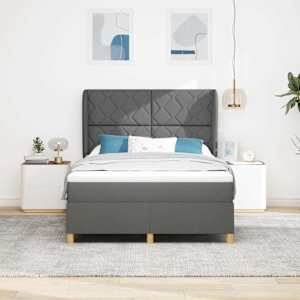 Postel s boxspringem s matrací Tmavě šedá 200 x 160 cm textil - obrázek 3