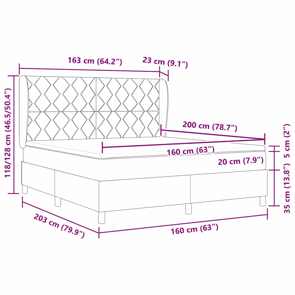 Postel s boxspringem s matrací s čelo Taupe 200 x 160 cm textil - obrázek 12