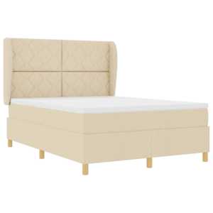 Postel s boxspringem s čelo Krémová 200 x 160 cm textil - obrázek 4