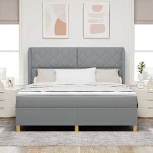 Postel s boxspringem s čelo Světle šedá 200 x 180 cm textil - obrázek 3