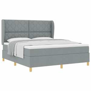 Postel s boxspringem s čelo Světle šedá 200 x 180 cm textil - obrázek 2