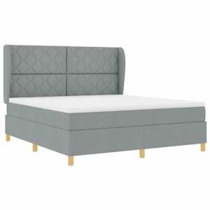 Postel s boxspringem s čelo Světle šedá 200 x 180 cm textil - obrázek 4