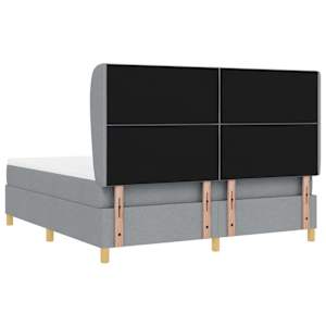Postel s boxspringem s čelo Světle šedá 200 x 180 cm textil - obrázek 9
