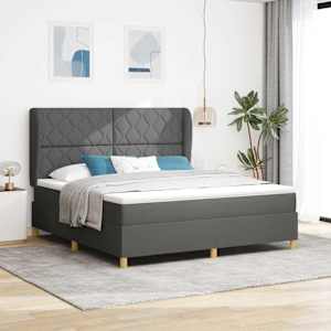 Postel s boxspringem s čelo Tmavě šedá 200 x 180 cm textil - obrázek 1